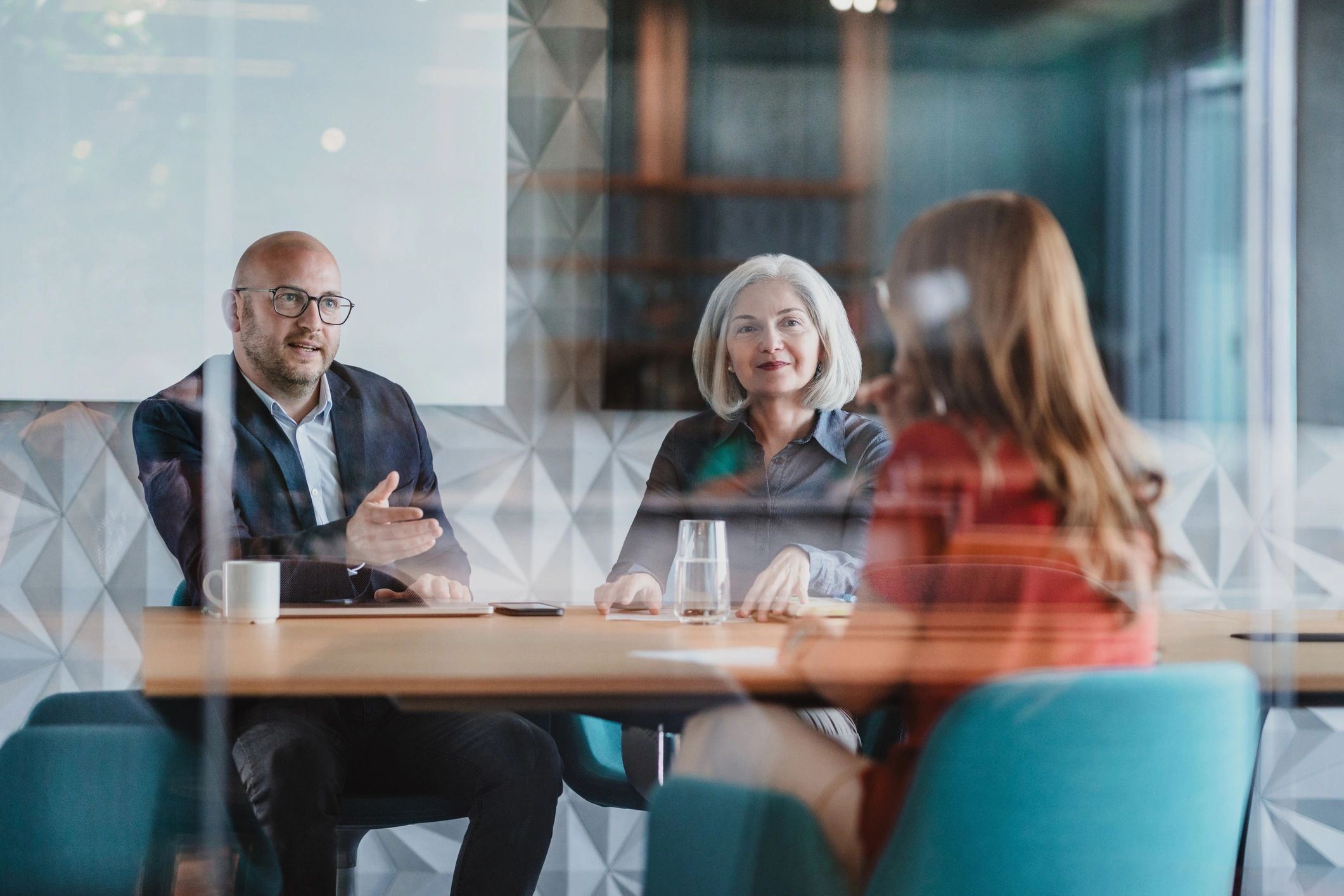 Corporate client meeting in modern office